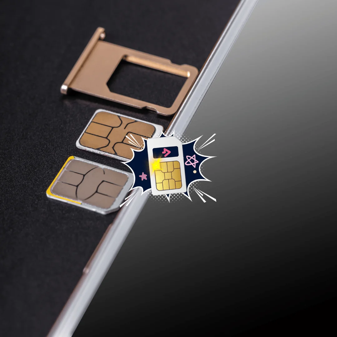 Smartphone settings screen showing multiple saved eSIM profiles and active lines