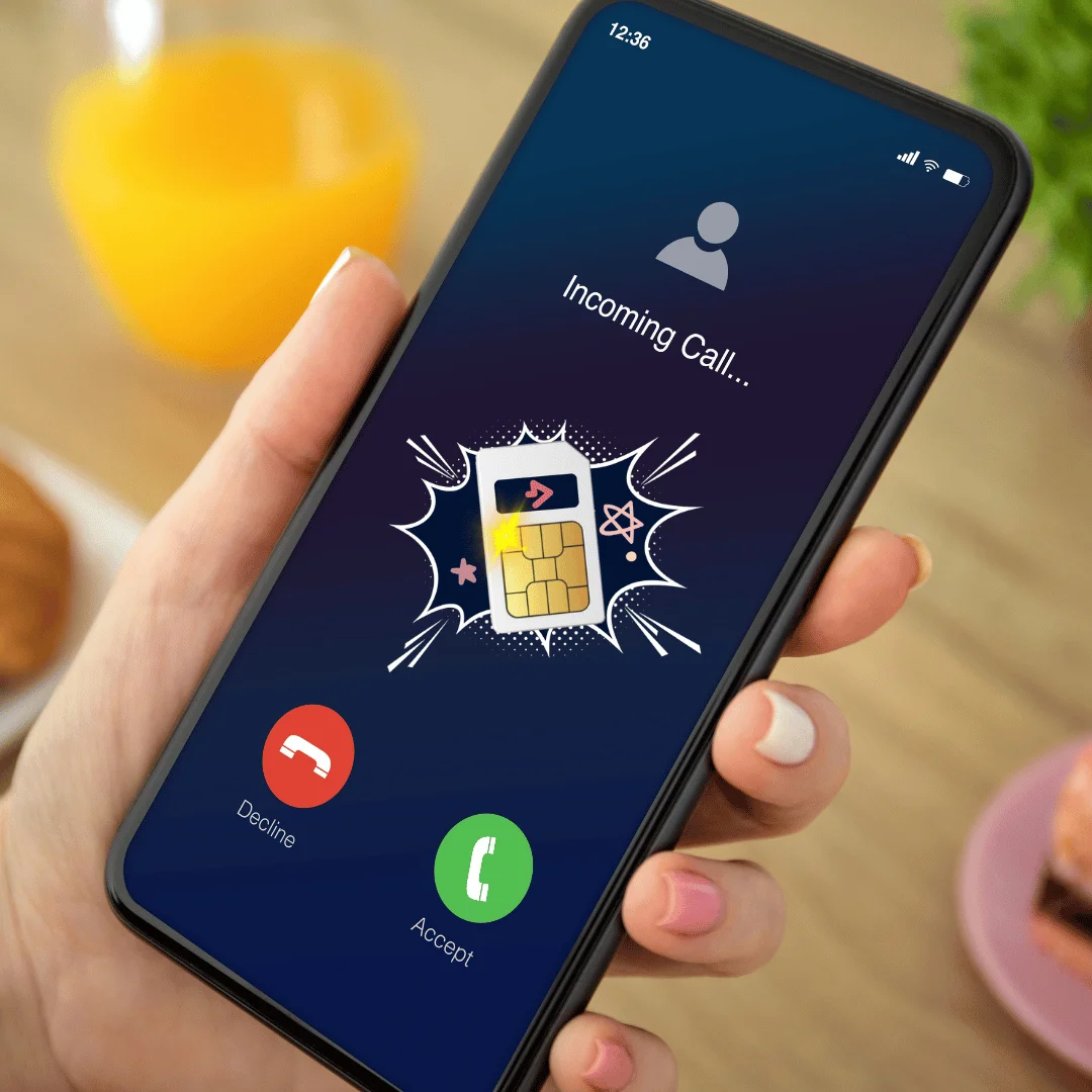 iPhone cellular settings screen showing options to switch default call line between eSIM and SIM