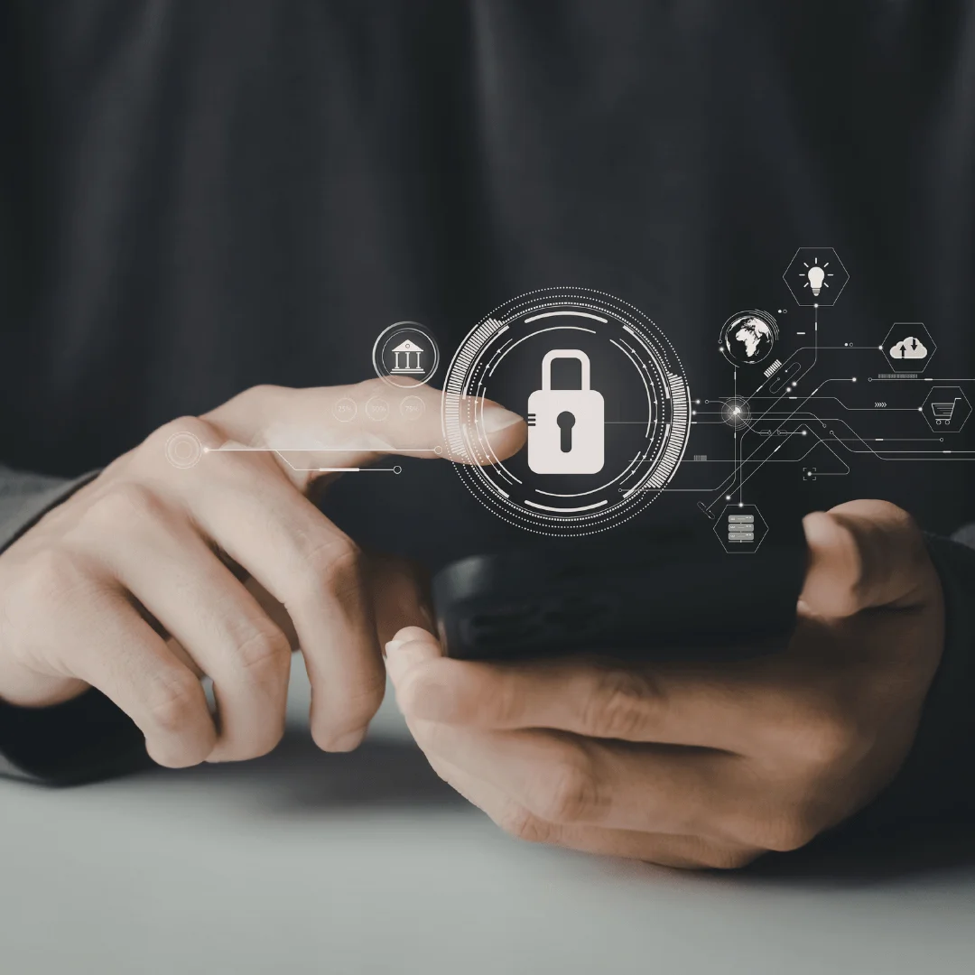 Smartphone security screen illustrating eSIM protection and secure mobile connectivity